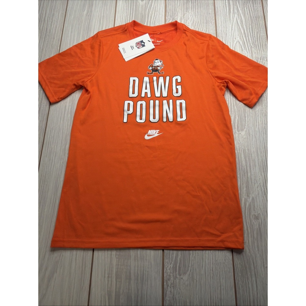 New Nike Cleveland Browns Youth Football Shirt Size Kids Small Orange Dawg Pound